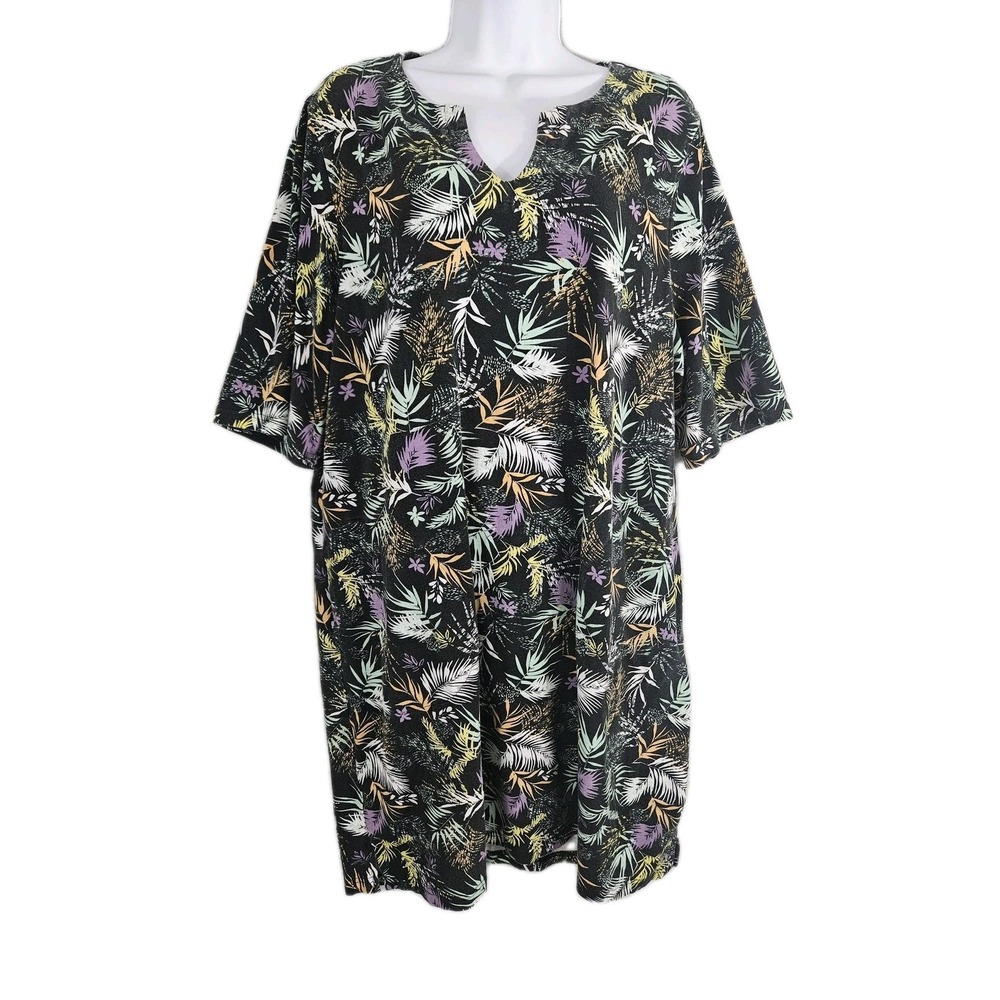 Hang Ten Dress Womens 2XL Tropical Floral Print Short Sleeve UPF 50 Summer Beach